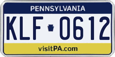 PA license plate KLF0612