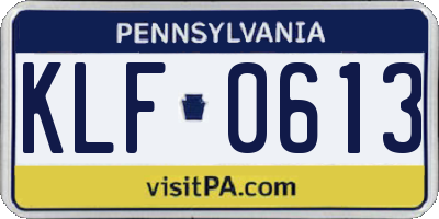 PA license plate KLF0613