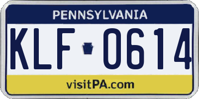 PA license plate KLF0614