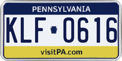 PA license plate KLF0616