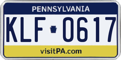 PA license plate KLF0617