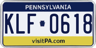 PA license plate KLF0618