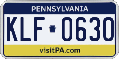 PA license plate KLF0630