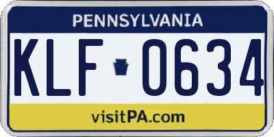 PA license plate KLF0634