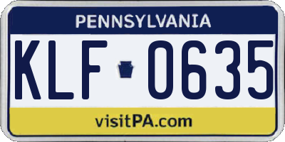 PA license plate KLF0635