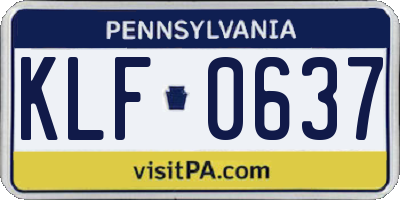 PA license plate KLF0637