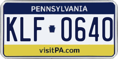 PA license plate KLF0640