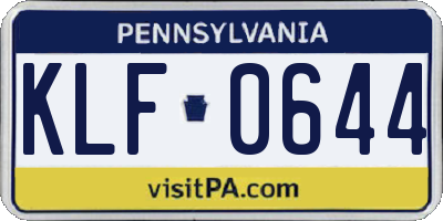 PA license plate KLF0644