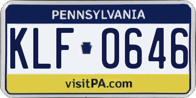 PA license plate KLF0646
