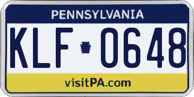 PA license plate KLF0648