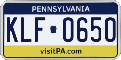 PA license plate KLF0650