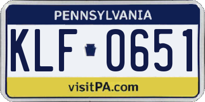PA license plate KLF0651