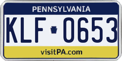 PA license plate KLF0653