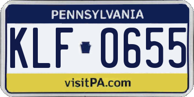 PA license plate KLF0655