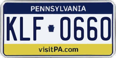PA license plate KLF0660