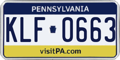PA license plate KLF0663