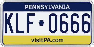 PA license plate KLF0666