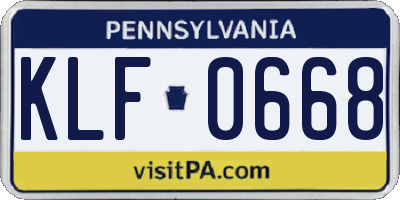 PA license plate KLF0668