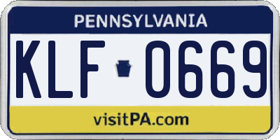 PA license plate KLF0669