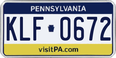 PA license plate KLF0672