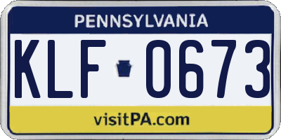 PA license plate KLF0673