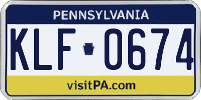 PA license plate KLF0674