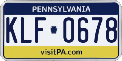 PA license plate KLF0678