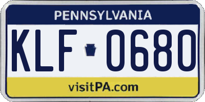 PA license plate KLF0680