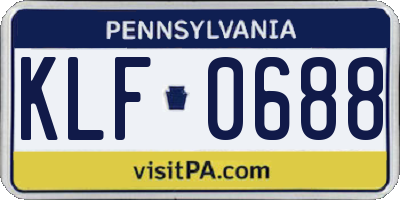 PA license plate KLF0688