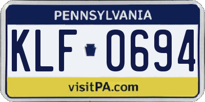 PA license plate KLF0694