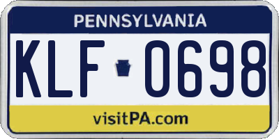 PA license plate KLF0698