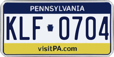 PA license plate KLF0704