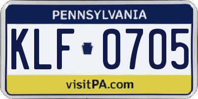 PA license plate KLF0705
