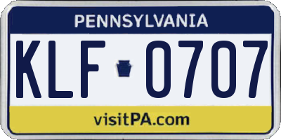 PA license plate KLF0707