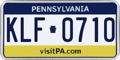 PA license plate KLF0710