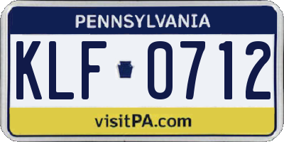 PA license plate KLF0712