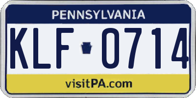 PA license plate KLF0714