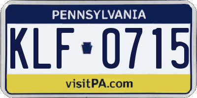 PA license plate KLF0715