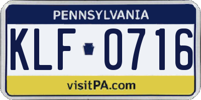 PA license plate KLF0716