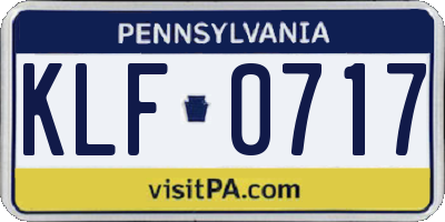 PA license plate KLF0717