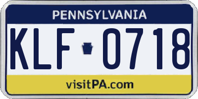 PA license plate KLF0718