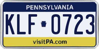 PA license plate KLF0723