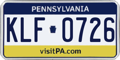 PA license plate KLF0726