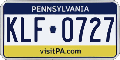 PA license plate KLF0727