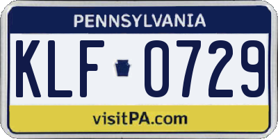PA license plate KLF0729