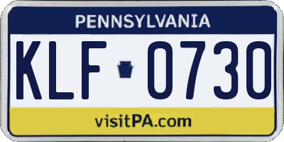 PA license plate KLF0730
