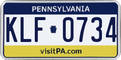 PA license plate KLF0734