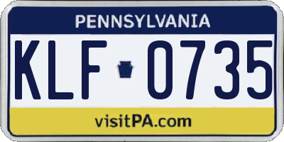 PA license plate KLF0735