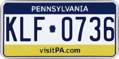 PA license plate KLF0736