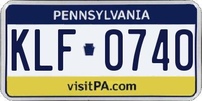 PA license plate KLF0740